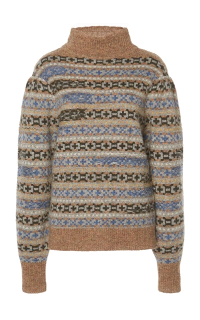 Shop Isabel Marant Étoile Ned Intarsia-knit Wool Turtleneck Sweater In Blue