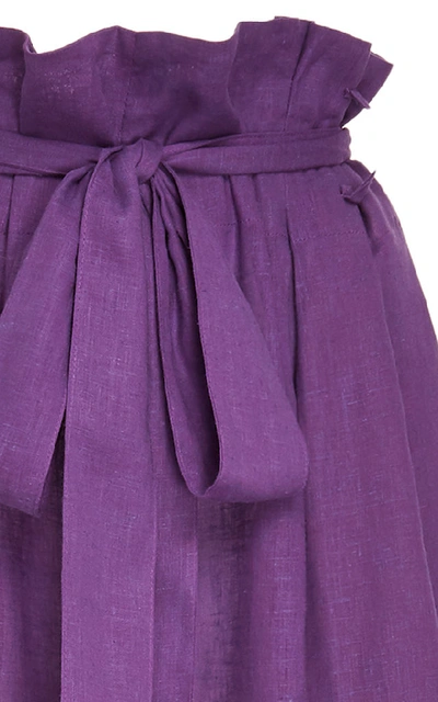Shop Lenny Niemeyer Clochard High-waisted Wide-leg Linen Pants In Purple