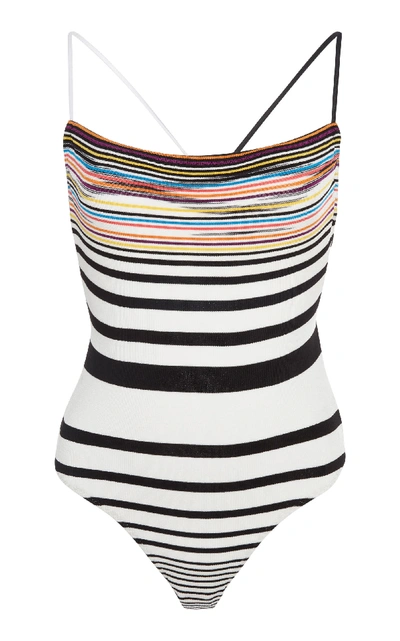 Shop Missoni Striped One-piece Swimsuit In Multi