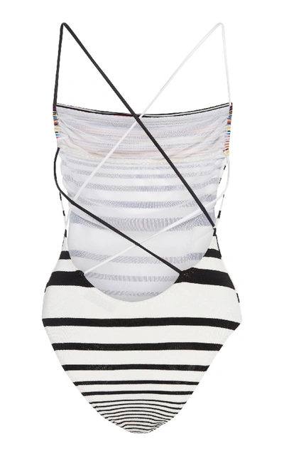 Shop Missoni Striped One-piece Swimsuit In Multi