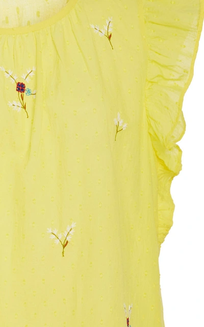 Shop Banjanan Tricia Sunflower Cotton Dobby Top In Yellow