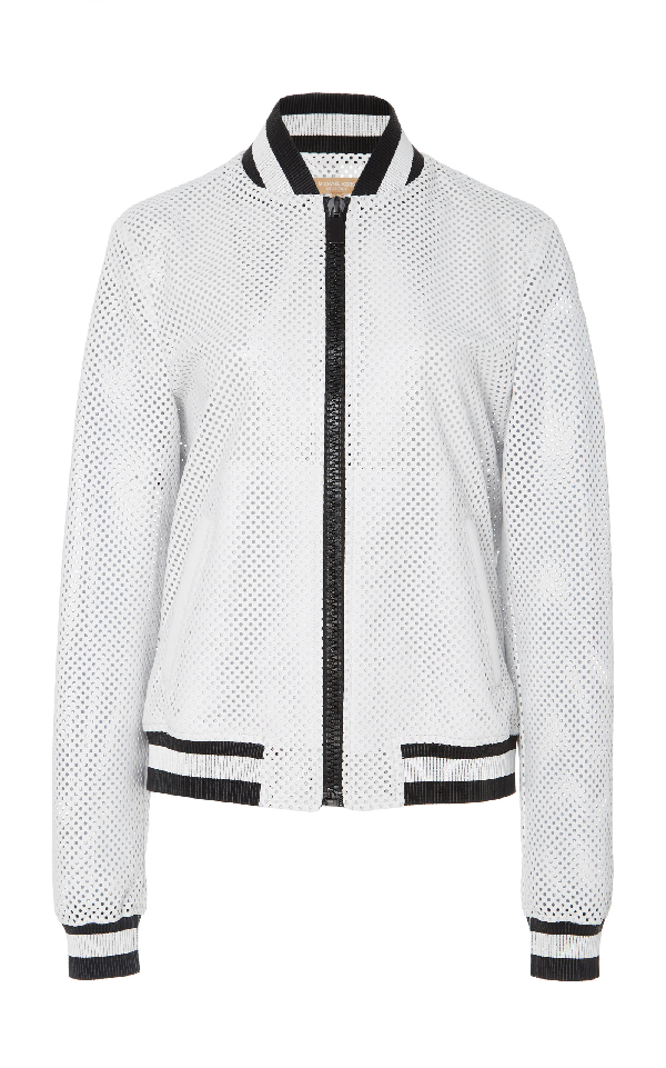 michael kors perforated leather jacket