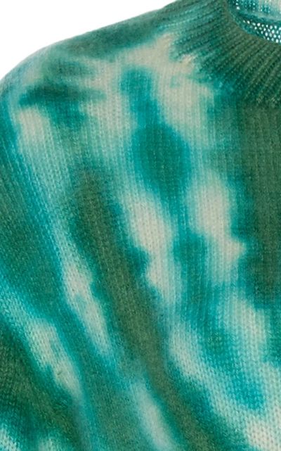 Shop The Elder Statesman Blizzard Tie-dye Cashmere Knit In Green