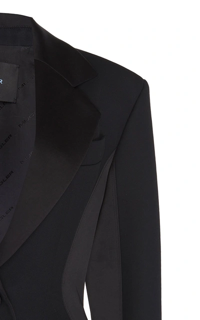 Shop Mugler Structured Wool Blazer Jacket In Black