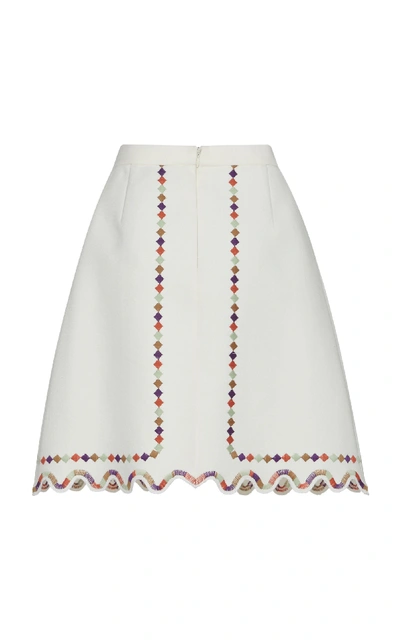 Shop Giambattista Valli Embroidered Crepe Mini Skirt In White