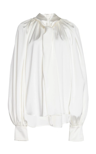 Shop A.w.a.k.e. Draped Tie-detailed Crepe De Chine Blouse In White