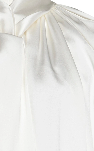 Shop A.w.a.k.e. Draped Tie-detailed Crepe De Chine Blouse In White