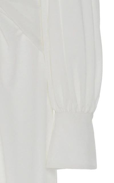 Shop Self-portrait Pleated Jersey Midi Dress  In Ivory