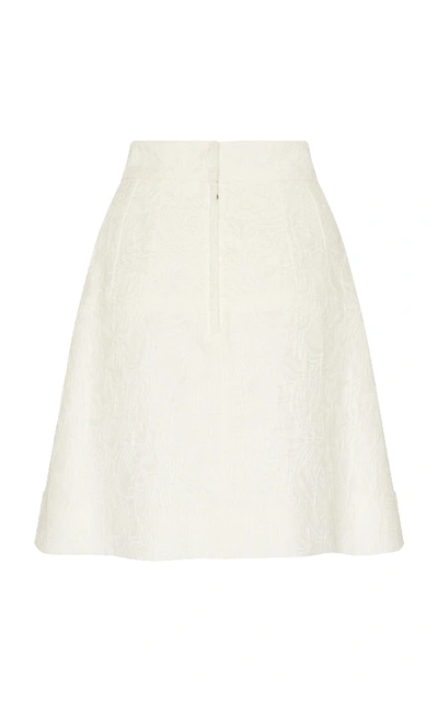 Shop Dolce & Gabbana Rose-embellished Textured Jacquard Mini Skirt In White
