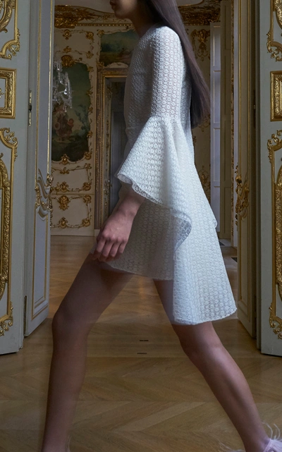 Shop Giambattista Valli Broderie Anglaise Cotton-blend Mini Dress In White