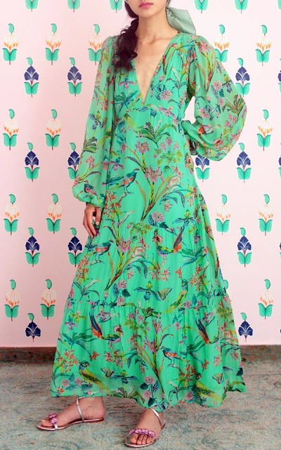 Shop Banjanan Laura Floral Silk Chiffon Dress