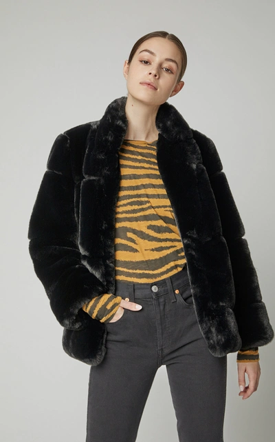 Shop Apparis Sarah Faux Fur Jacket In Black
