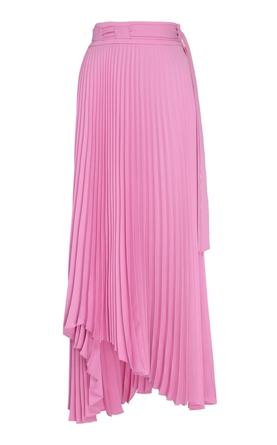 Shop A.w.a.k.e. Pleated Asymmetric Midi Skirt In Pink