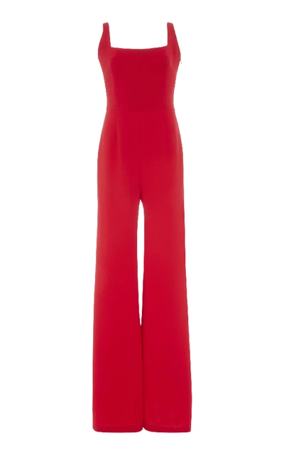 Shop Galvan Sunrise Stretch-crepe Jumpsuit In Red