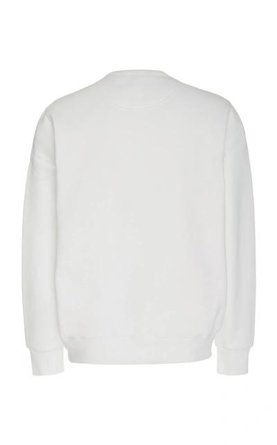 Shop Burberry Embroidered Cotton Blend-jersey Sweatshirt In White