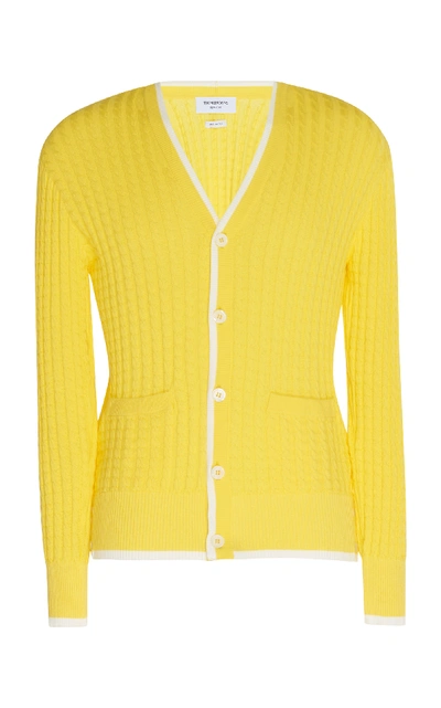 Shop Thom Browne V-neck Cardigan In Yellow