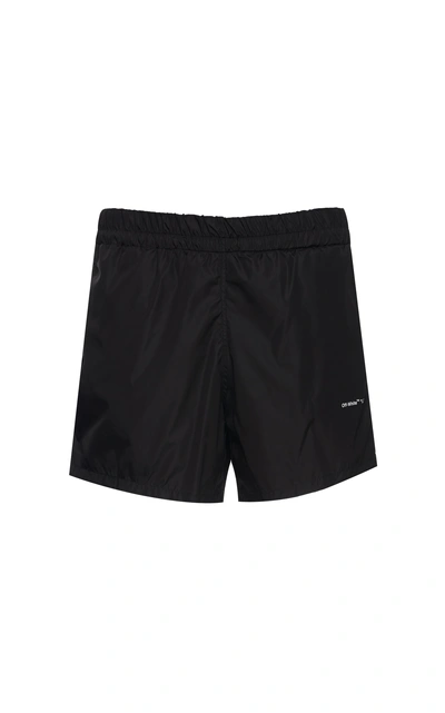 Shop Off-white Logo Terry Shorts In Black