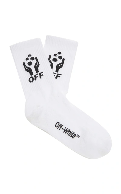 Shop Off-white Hands Off Cotton Socks  In White