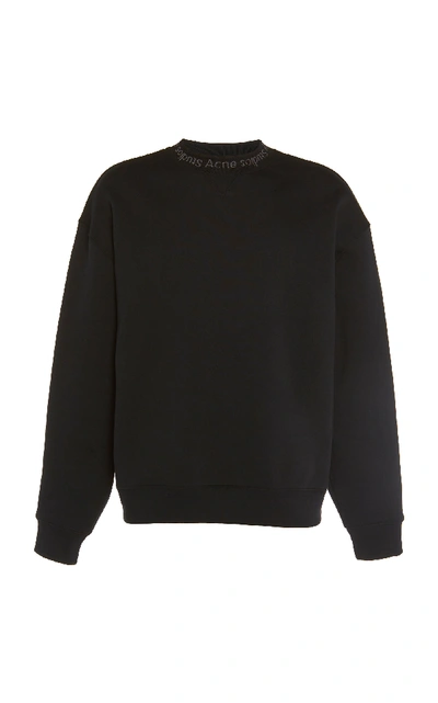 Shop Acne Studios Flogho Logo Cotton-fleece Sweatshirt  In Black