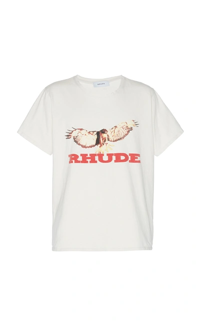 Shop Rhude Logo-print Cotton-jersey T-shirt In White
