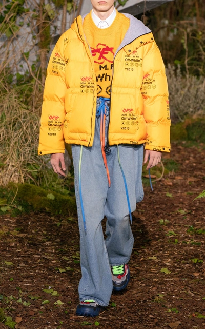 Shop Off-white Industrial Zipped Puffer Jacket In Yellow