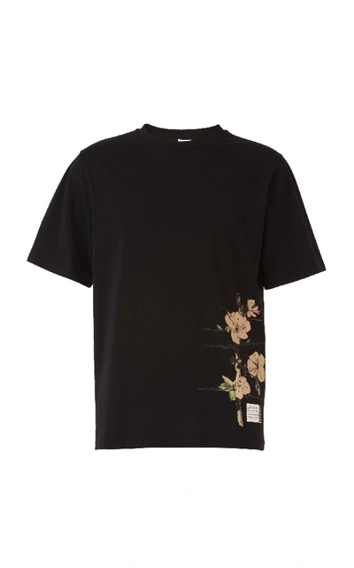 Shop Loewe Botanical-print Cotton T-shirt In Black