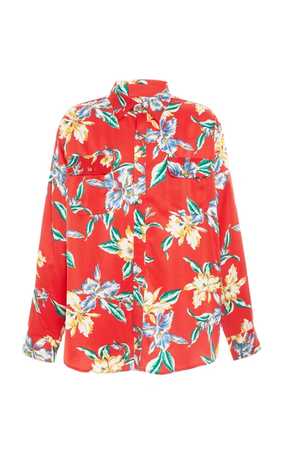 Shop Lost Daze Floral-print Silk Shirt