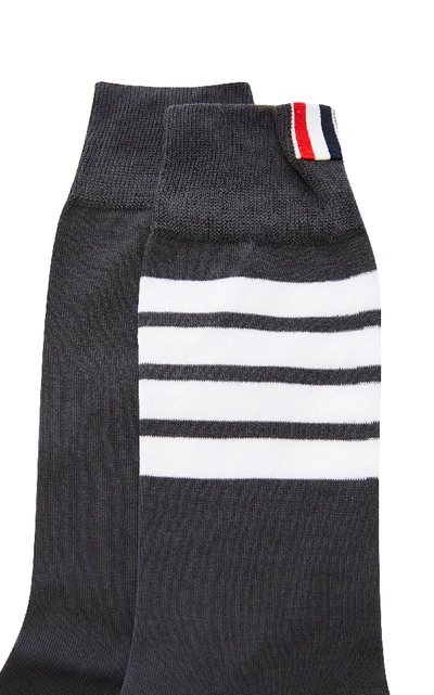 Shop Thom Browne Mid-calf Striped Socks In Grey