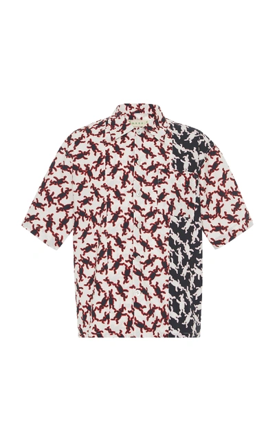 Shop Marni Printed Cotton-poplin Bowling Shirt