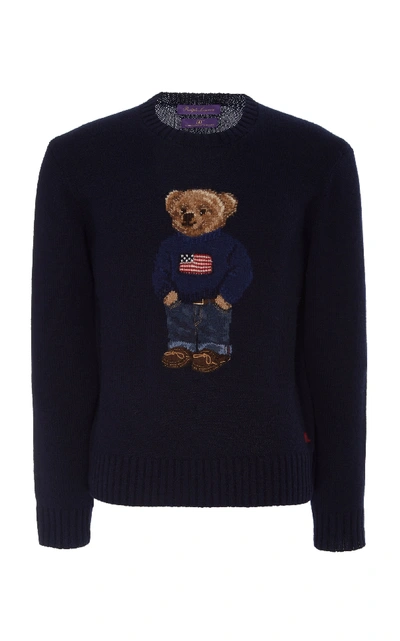 Shop Ralph Lauren Intarsia Cashmere Sweater In Navy