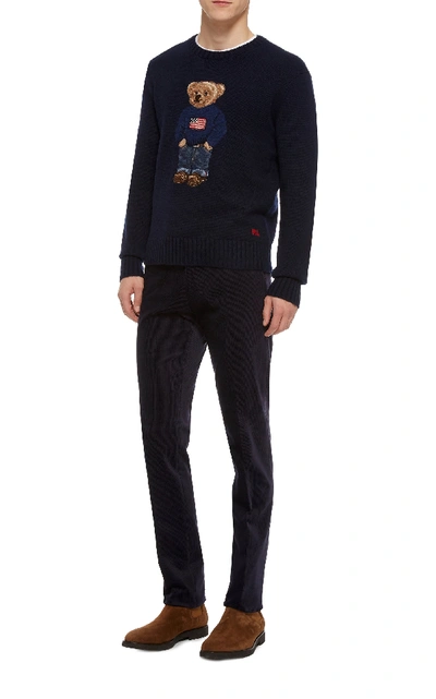 Shop Ralph Lauren Intarsia Cashmere Sweater In Navy