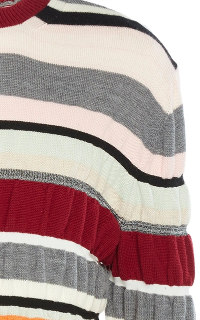 Shop Jw Anderson Multi Colour Stripe Ruched Jumper In Red