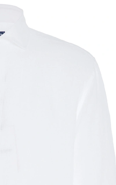 Shop Frescobol Carioca Slim-fit Linen Button-up Shirt In White