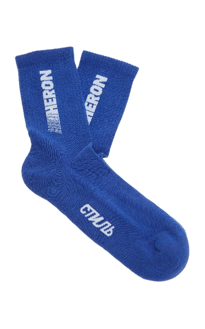 Shop Heron Preston Heron Racing Cotton-blend Crew Socks In Blue