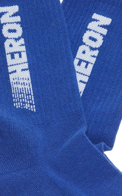 Shop Heron Preston Heron Racing Cotton-blend Crew Socks In Blue