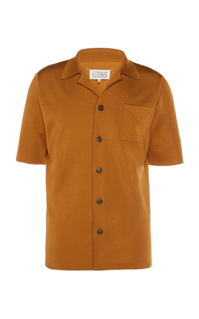 Shop Maison Margiela Camp-collar Silk-blend Shirt In Brown