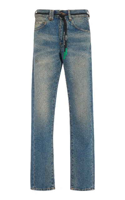 Shop Off-white Distressed Slim-fit Jeans In Blue