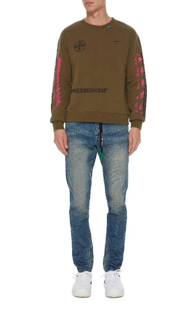 Shop Off-white Distressed Slim-fit Jeans In Blue