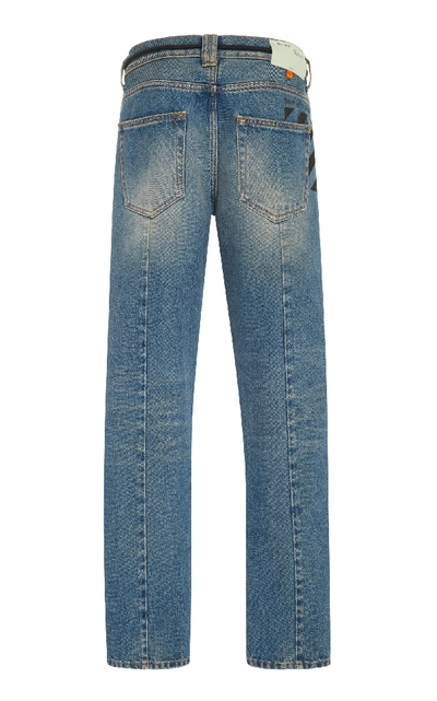 Shop Off-white Distressed Slim-fit Jeans In Blue