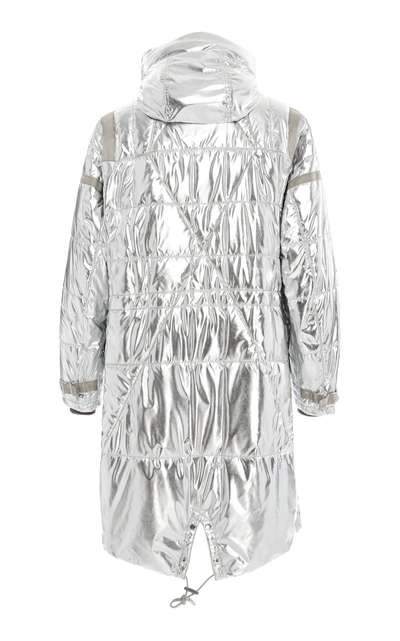 Shop Ralph Lauren Oversized Metallic Foiled-shell Puffer Coat In Silver