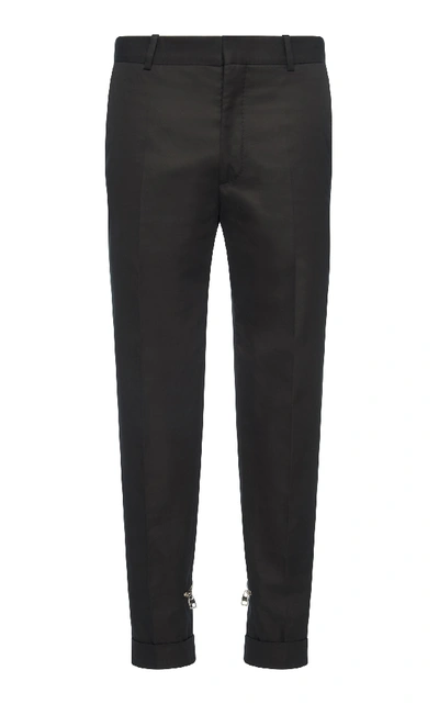 Shop Alexander Mcqueen Zip-detailed Cotton-gabardine Skinny Pants In Black