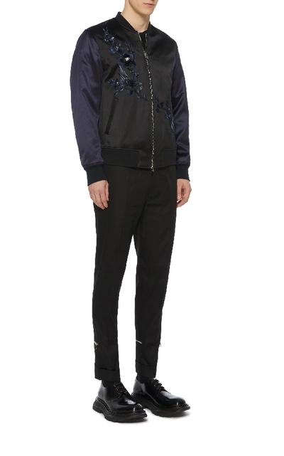 Shop Alexander Mcqueen Zip-detailed Cotton-gabardine Skinny Pants In Black