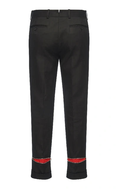 Shop Alexander Mcqueen Zip-detailed Cotton-gabardine Skinny Pants In Black