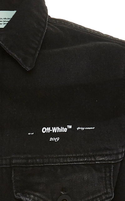 Shop Off-white Printed Slim-fit Denim Jacket In Black