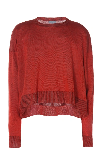 Shop Lanvin Cropped Wrinkle Effect Knit In Red