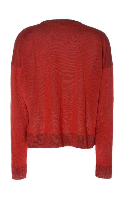 Shop Lanvin Cropped Wrinkle Effect Knit In Red