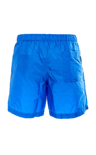 Shop Prada Velcro-tab Swim Trunks In Blue