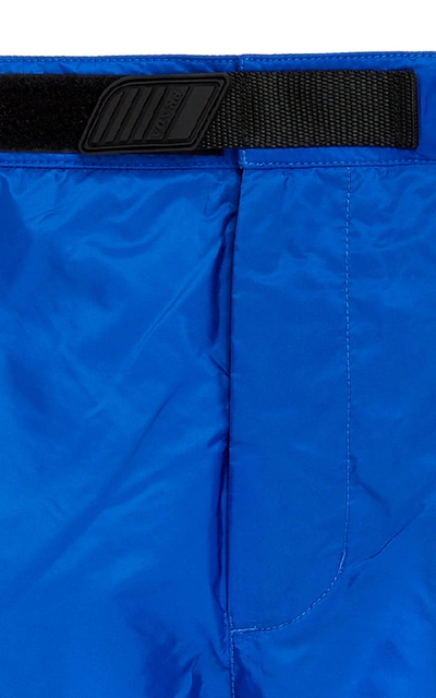 Shop Prada Velcro-tab Swim Trunks In Blue
