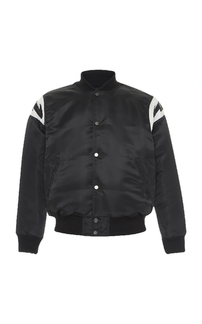 Shop Rhude Lightning Wool Varsity Jacket In Black