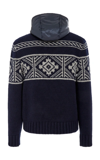 Shop Ralph Lauren Fair Isle Hooded Cashmere Zip Sweater In Navy